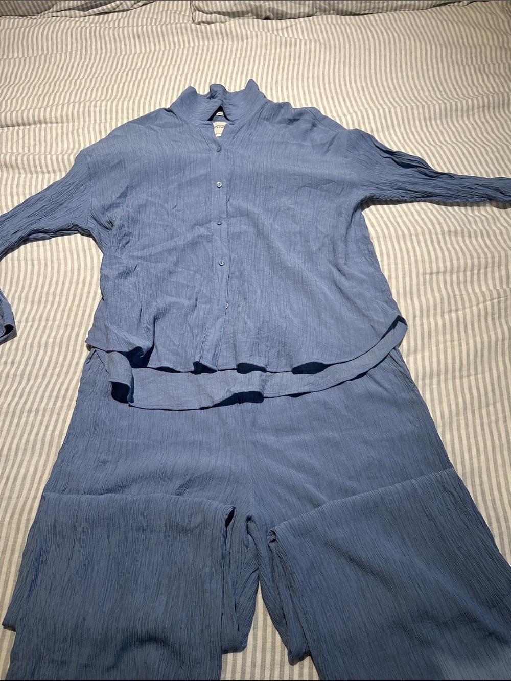 Abercrombie & Fitch Dusty Blue Wide-Leg Two-Piece Set